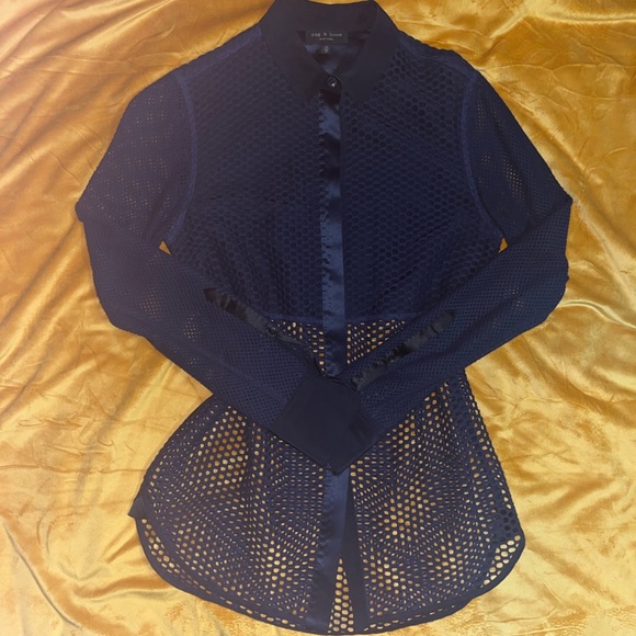 Navy Rag & Bone Mesh Shirt - Picture 3 of 7